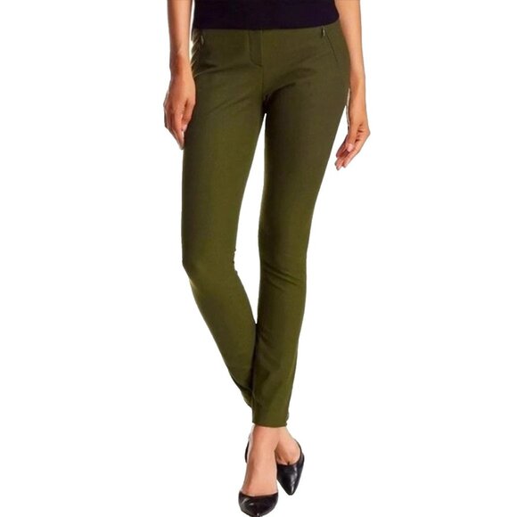 THEORY Green Adalwen Jetty Slim Leg Mid Rise Zip Pocket Pants Sz 0 NWOT - Picture 1 of 6